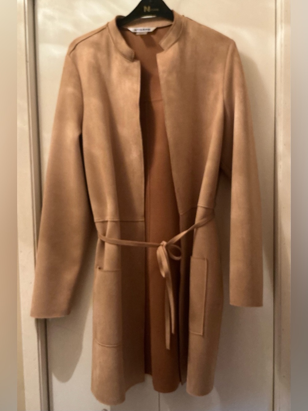 NYGARD Camel / Tan Faux Suede Duster Coat Jacket With Belt Size M - Picture 3 of 9